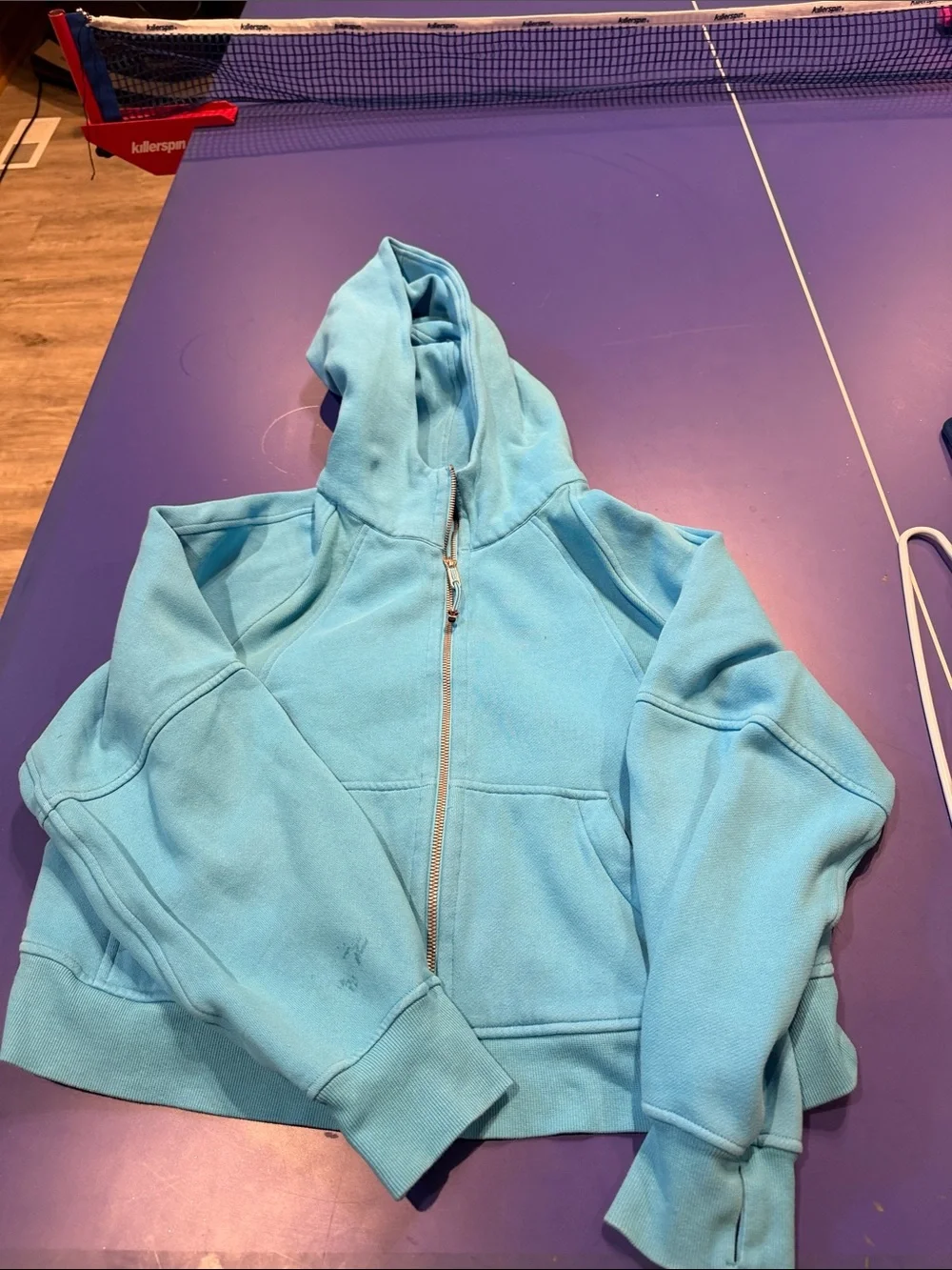 Light Blue Zip-Up Hoodie with Hood